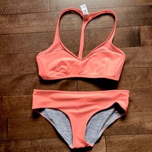 Lululemon Water Salty Swim Sport Top & Hipster Bikini Grapefruit / Slate  6/8”
